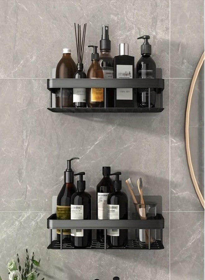 RIOMAX Wall Mounted Self-Adhesive Bathroom Shelf/Kitchen Rack & Holder/Soap Holder/Storage Organizer Rack - Bathroom Accessories (Material- Plastic, Black, Pack of 1) - Image 4